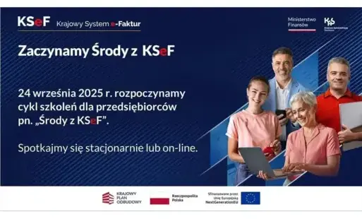 Podlaska Krajowa Administracja Skarbowa rusza z nowym cyklem szkoleń!  Jesteś przedsiębiorcą i szukasz informacji o przepisach dotyczących Krajowego Systemu e-Faktur? Mamy coś dla Ciebie!  Zapraszamy na cykl darmowych szkoleń pn. 'Środy z #KSeF'!