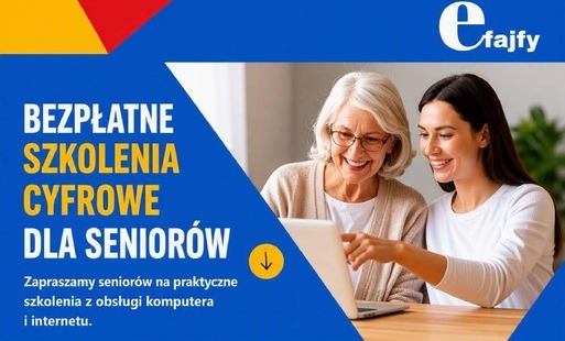 Przekazujemy informację o możliwości organizacji bezpłatnych szkoleń z kompetencji cyfrowych dla seniorów w wieku 60+ w ramach ogólnopolskiego projektu „eFajfy” – rozwój kompetencji cyfrowych.  Projekt realizowany jest przez Polski Instytut Rozwoju Sp. z 
